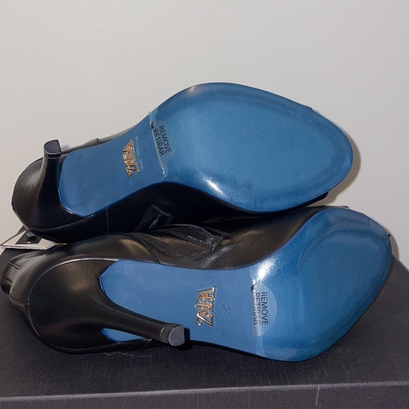 Zara Black Leather LaceUp bootie open-toe Stiletto - Picture 2 of 10